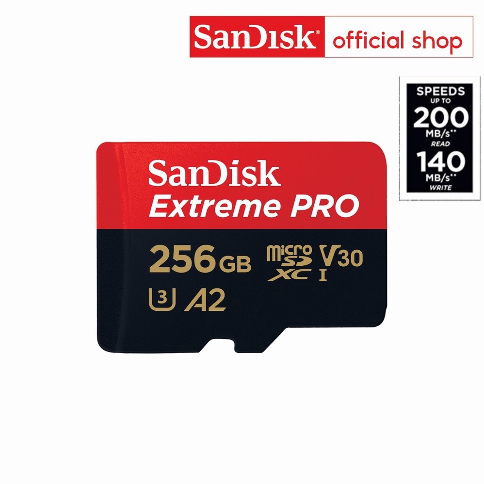 ภาพหน้าปกสินค้าSanDisk Extreme Pro microSDXC 256GB A2 (SDSQXCD-256G-GN6MA) ความเร็วสูงสุด อ่าน 200MB/s เขียน 140MB/s จากร้าน sandisk_thailand_officialshop บน Shopee