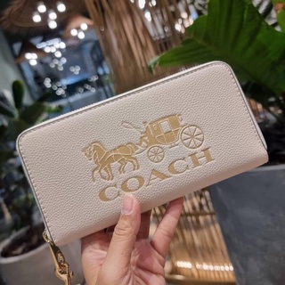 C O A C H C 3548 LONG ZIP AROUND WALLET WITH HORSE AND CARRIAGE
