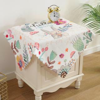 Bedside table cover ผ้าคลุมโต๊ะข้างเตียงผ้าเรียบง่ายสไตล์นอร์ดิกไมโครเวฟเตาอบฝุ่นผ้าคลุมเตียงฝุ่นผ้าปูโต๊ะผ้าคลุมตู้เย็น