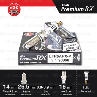 NGK หัวเทียน Premium RX ขั้ว Ruthenium [ LFR6ARX-P ] ใช้อัพเกรด PLFR6A / LFR6AIX / LZFR6AI - Made in Japan