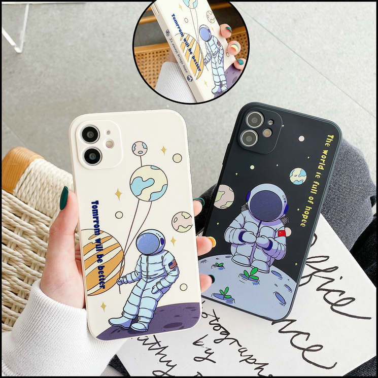 เคส-iphone-creative-apple-12promax-เคสไอโฟน-silicone-phone-case-astronaut-iphone12pro-เคสi12-เคสiphone11-7plus-i8-protective-case
