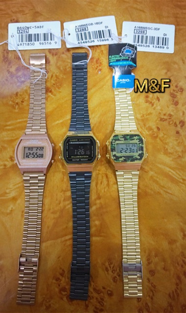 นาฬิกาcasio-ของแท้-b-640wc-5a-pink-a168wgea-1b-สีดำทอง-a168wegc-3dสีทอง