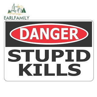 Earlfamily สติกเกอร์ ลายการ์ตูนอนิเมะ Danger Stupid Kills กันน้ํา กันรอยขีดข่วน ขนาด 13 ซม. x 8.9 ซม. สําหรับตกแต่งรถยนต์