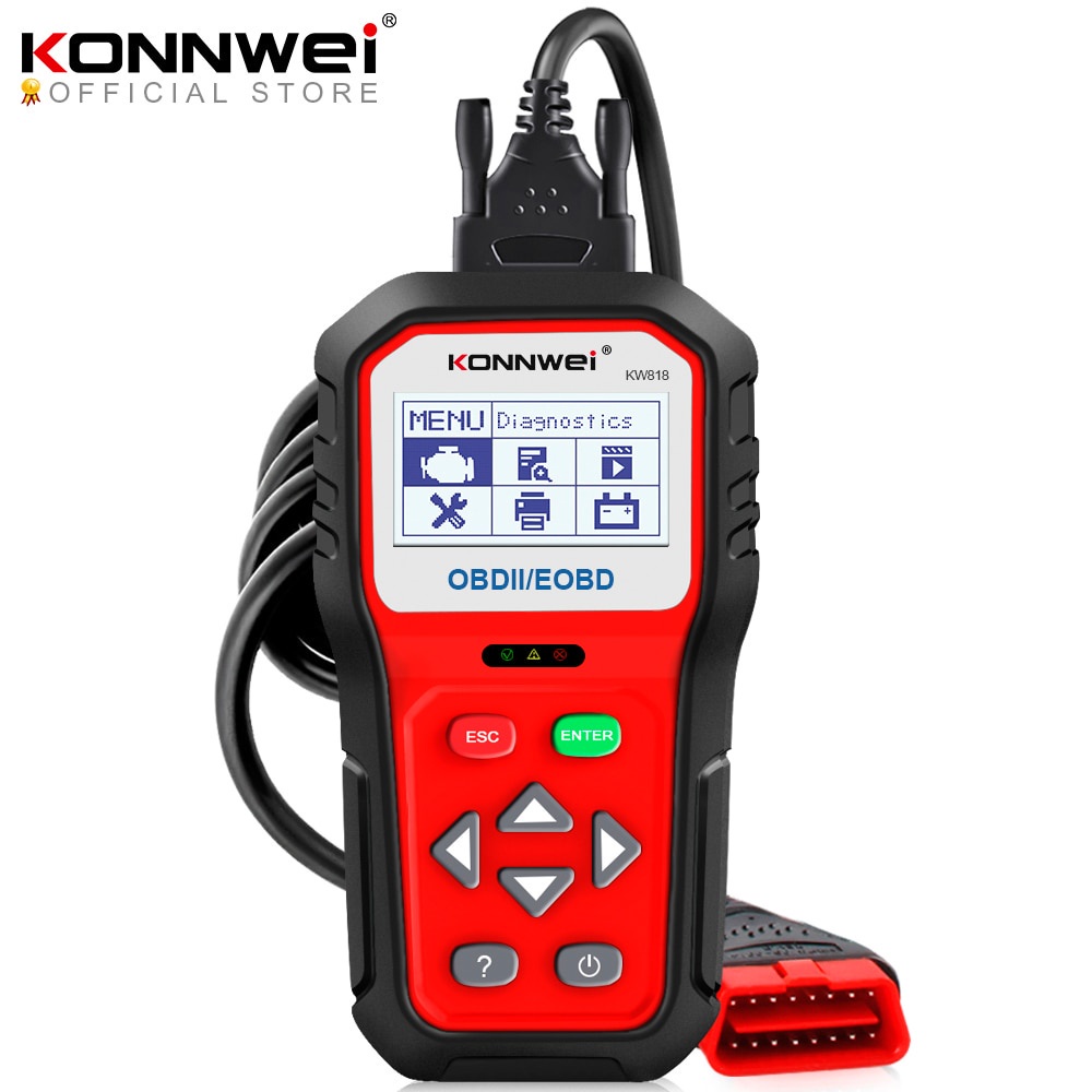 Konnwei KW818 Enhanced OBDII ODB2 EOBD เครื่องสแกนเนอร์วินิจฉัยรถยนต์ ...