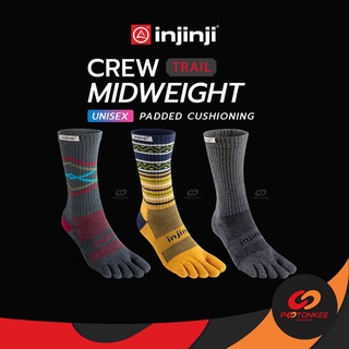 สินค้า Pootonkee Sports INJINJI CREW TRAIL (UNISEX) ถุงเท้า 5 นิ้ว ถุงเท้าวิ่งเทรล ความหนาระดับกลาง ยาวครึ่งแข้ง
