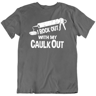 T-shirt  ใหม่ เสื้อยืดลําลอง แขนสั้น พิมพ์ลาย Rockout With Your Caulk Out สไตล์วินเทจ ของขวัญ สําหรับคนทํางานS-5XL