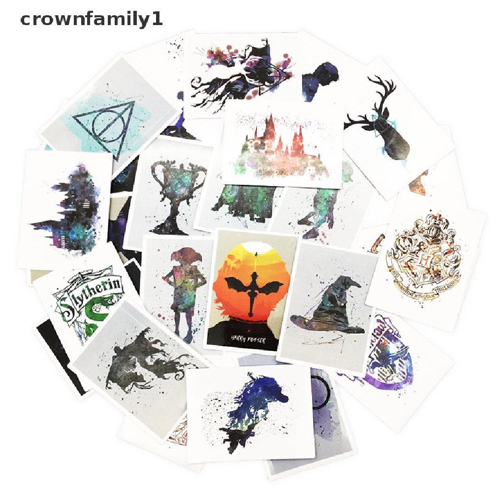 crownfamily1-สติกเกอร์โปสเตอร์-ลายแฮร์รี่พอตเตอร์-กันน้ํา-สําหรับติดตกแต่งรถยนต์-รถจักรยานยนต์-สเก็ตบอร์ด-25-ชิ้น