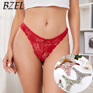Bzel กางเกงชั้นในจีสตริง ลูกไม้ ลายดอกไม้ เซ็กซี่ 7 สี ใส่สบาย เป็นมิตรกับผิว ระบายอากาศ สําหรับผู้หญิง