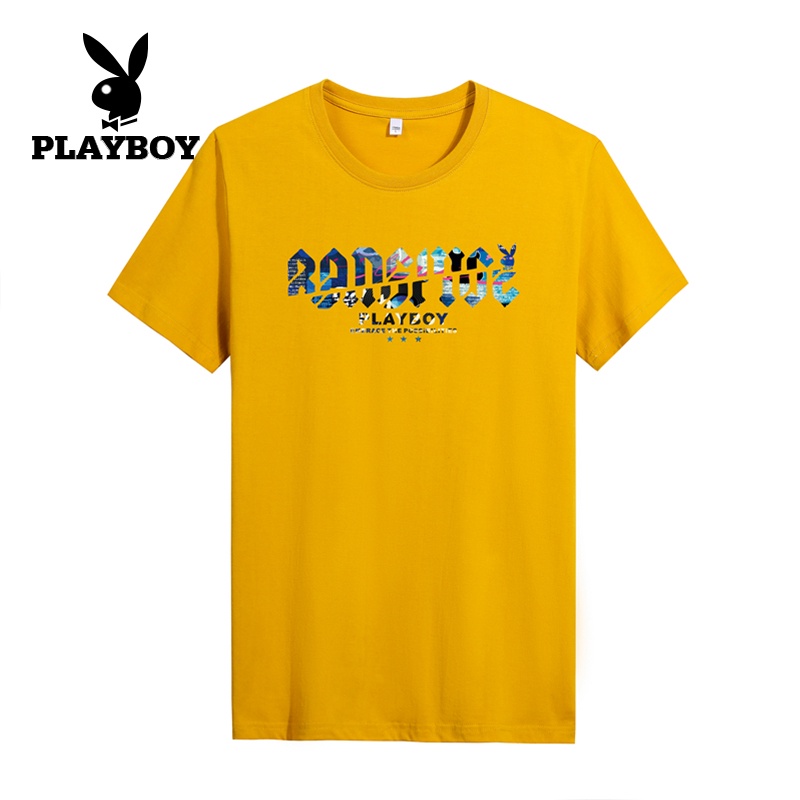 เสื้อยืดพิมพ์ลายแฟชั่น-playboy-เสื้อยืดผู้ชาย-2022-ฤดูร้อนใหม่ผู้ชายเสื้อแขนสั้นสีขาวผู้ชายความเห็นอกเห็นใจครึ่งแขนเสื้อ