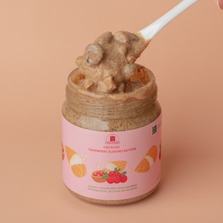 เนยถั่วคลีน100% ผสมเเครนเบอรี่เเละอัลมอนด์สับ Crunchy Cranberry Almond butter