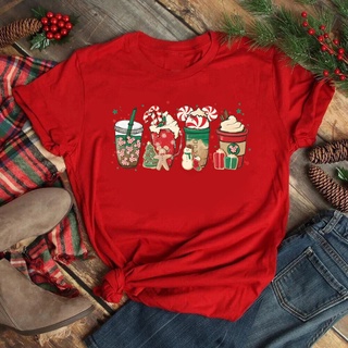 ⚡️ พร้อมส่ง⚡️ Ladies Merry Christmas Shirt Vintage Santa Shirts Cute Holiday Winter New Year Tshirt