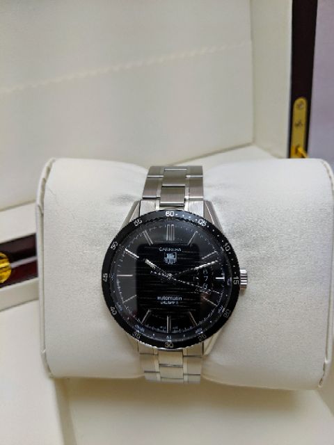 used-tag-heuer-carrera-date-autometic-calibre5-steel-black-flim-sapphire-crystal-100meters-size-40mm-หลังเปลือย