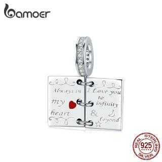 BAMOER Love Note Pendant Charm for Bracelet DIY Sterling Silver 925 SCC1262