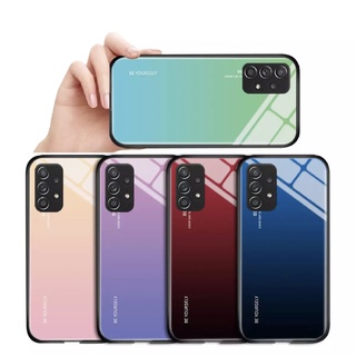 เคสกระจกสองสี Case Samsung A13 4G  เคสเงาไล่สี ขอบนิ่มเคสกันกระแทก SAMSUNG A13 4G สีกระจกเทมเปอร์ปลอกแก้วฝาหลังกัน