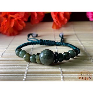 สร้อยข้อมือหยกพม่า เชือกถักงานแฮนด์เมด Handmade by maleeshop