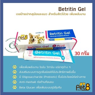 ภาพหน้าปกสินค้าBetritin gel เจลป้ายปากสุนัข-แมว เบททริติน เจลเพิ่มพลังงาน สำหรับสัตว์ป่วย 30 กรัม ซึ่งคุณอาจชอบสินค้านี้