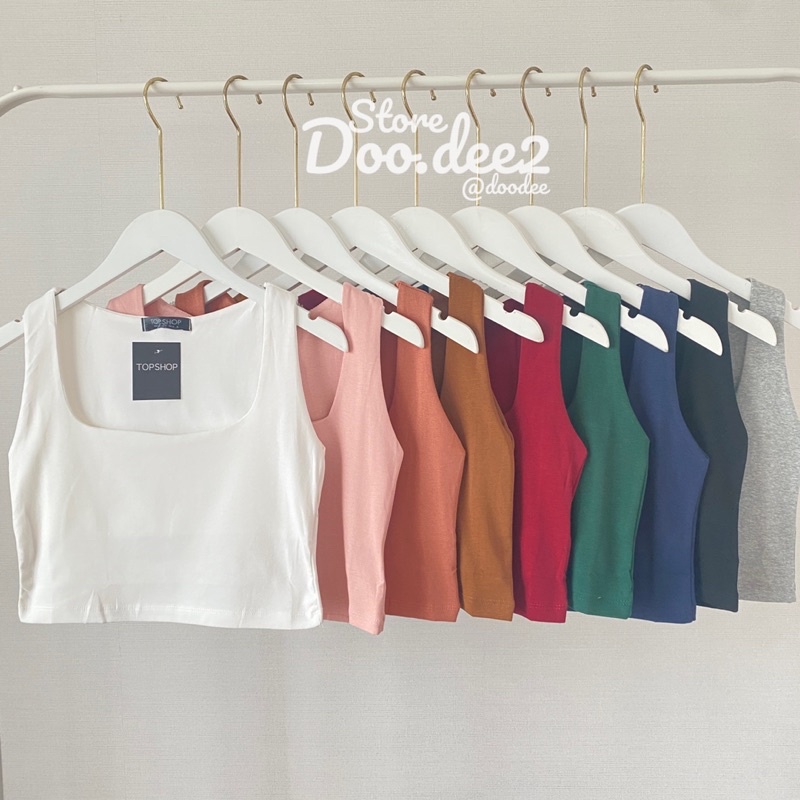 doodee2-top-shop-เสื้อกล้ามครอปคอเหลี่ยม-ปิดหลัง-ผ้าคอนตอน