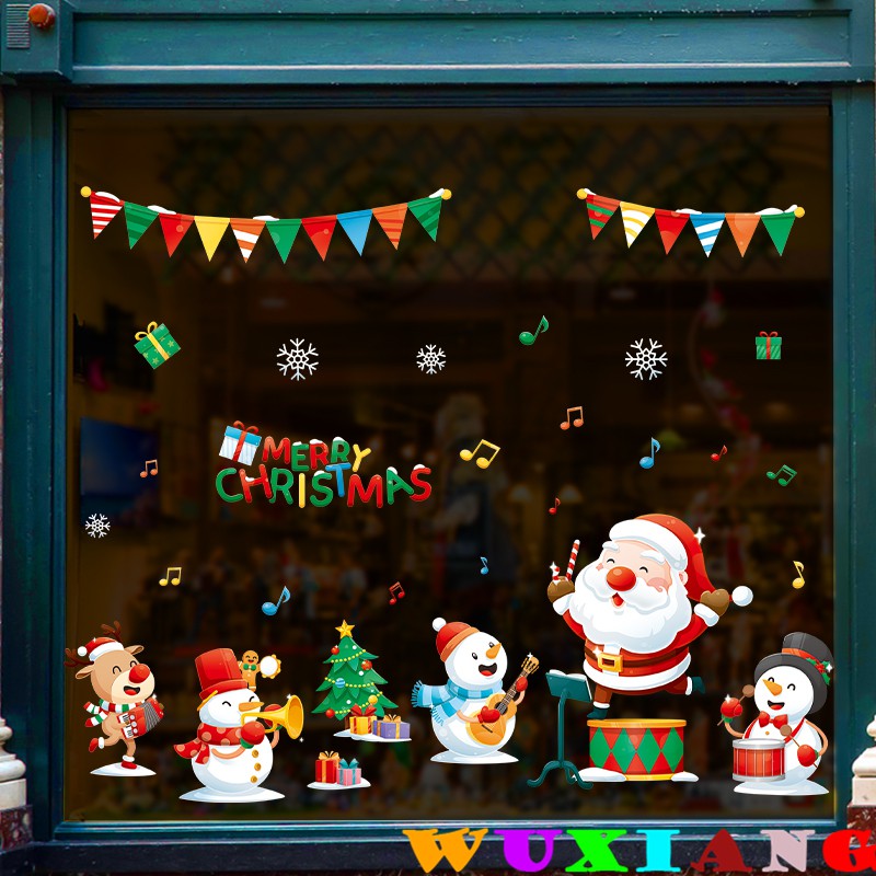 สติกเกอร์-ลายคริสต์มาส-ซานตาครอส-สำหรับติดหน้าต่าง-ตกแต่งร้าน