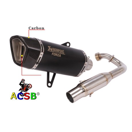 คอท่อเลส-พร้อมปลายท่อ-akrapovic-สีดำ-ทรงsc-s1-r-forza300