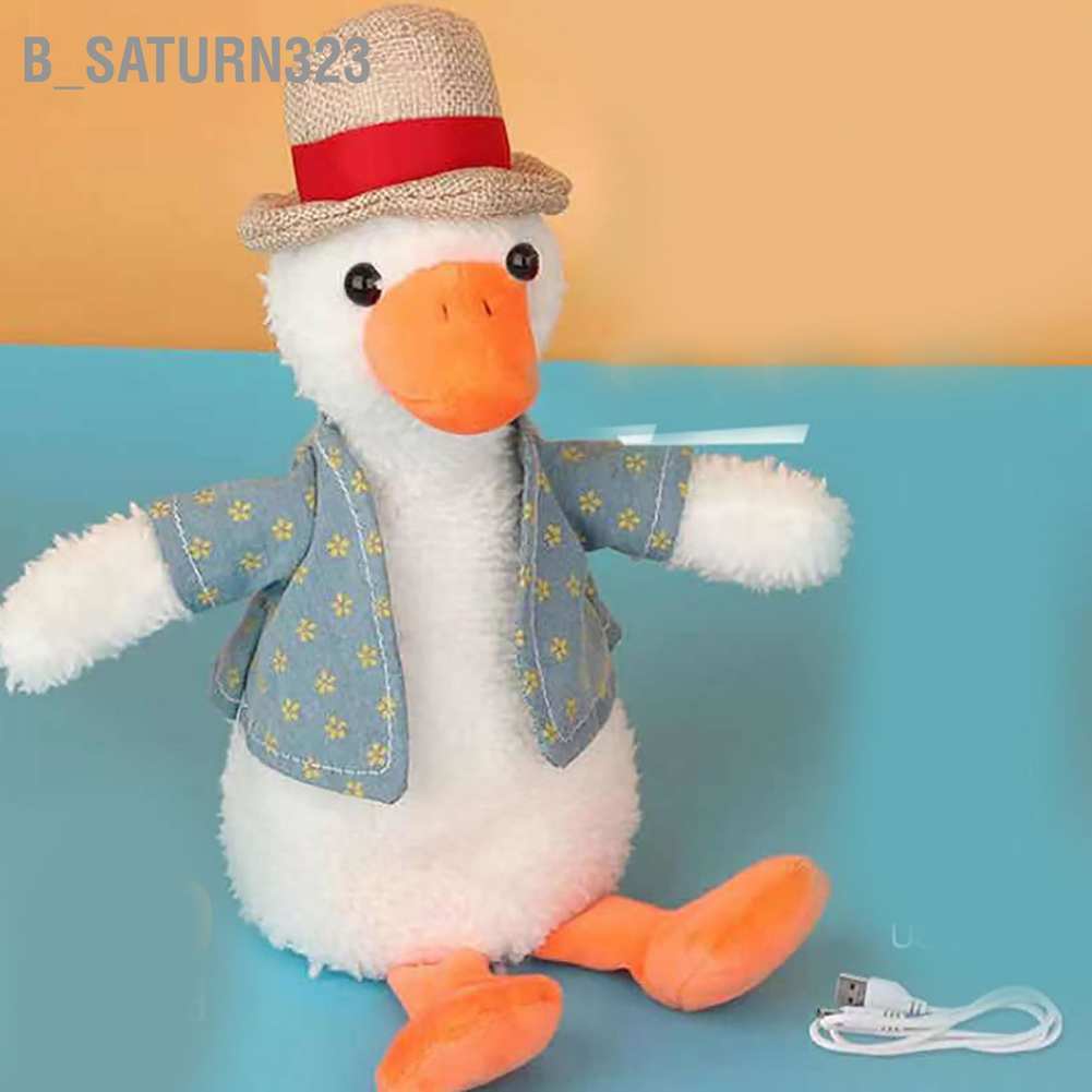 b-saturn323-ของเล่นตุ๊กตาเป็ดพูดได้-พร้อมหมวกฟางน่ารัก-ถอดออกได้-สําหรับเด็ก