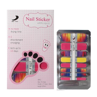 MEI HUI - B สติ๊กเกอร์ติดเล็บเท้า 3D กันน้ำ ลายน่ารัก สไตล์เกาหลี สติ๊กเกอร์ติดเล็บเท้า สวยเก๋ ลายน่ารักNail Sticker 9PN