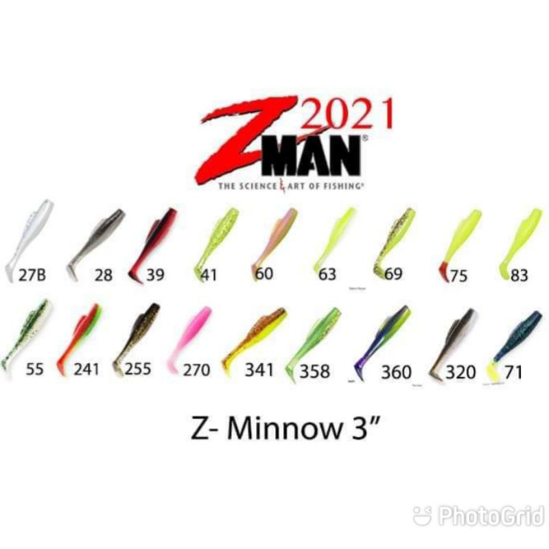 Z-Man Minnow Z 3 #Chartreuse/Red Tail*เหยื่อปลายาง - 7 SEAS PROSHOP  (THAILAND)