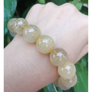 ‪💎✨กำไลหินนำโชคไหมทอง Goid Rutilated Quartz ขนาด 15.8มิล ขนาด20เซนติเมตร