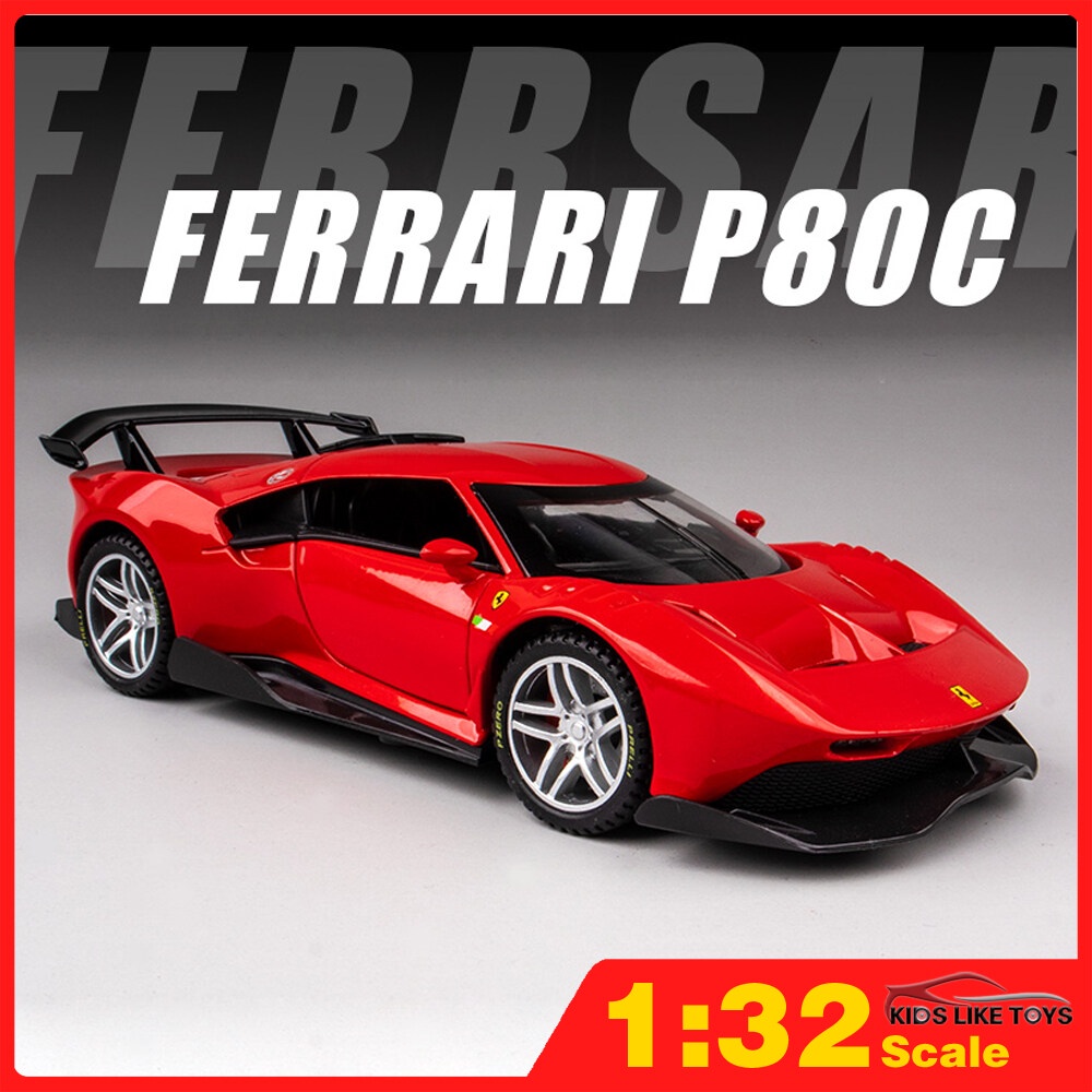 ภาพหน้าปกสินค้าKlt โมเดลรถยนต์ Ferrari P80C ขนาด 1:32 ของเล่นสําหรับเด็กผู้ชาย