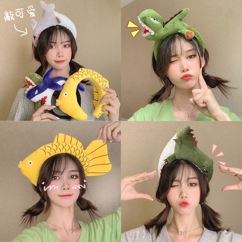 Cartoon Shark Dinosaur Doll Cute Headband Korean Net Red Super ...