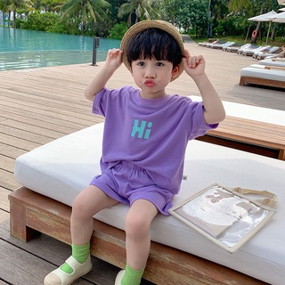 ชุดเสื้อผ้าแขนสั้นแฟชั่นฤดูร้อนสําหรับเด็กผู้ชาย