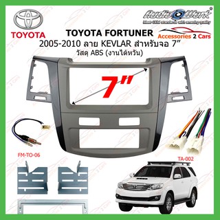 หน้ากากเครื่องเล่นTOYOTA FORTUNER( AUDIO WORK) สี KEVLAR  ปี 2005-2010 ขนาดจอ 7 นิ้ว รหัสTO-FR-03