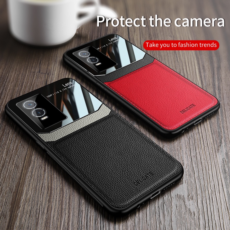 WEIOU Cover Per VIVO Y76 5G Con Anello Girevole 360° + 2 Vetri Temperati - Custodia Antiurto TPU+PC, Supporto Magnetico, Nero