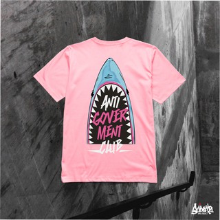 เสื้อยืดสีขาวJust Say Bad ® เสื้อไซส์ใหญ่ 3XL 4XL รุ่น Shark สีชมพู (ลิขสิทธิ์แท้) ใส่ได้ทั้ง ชาย หญิง เสื้อยืดคนอ้วน /