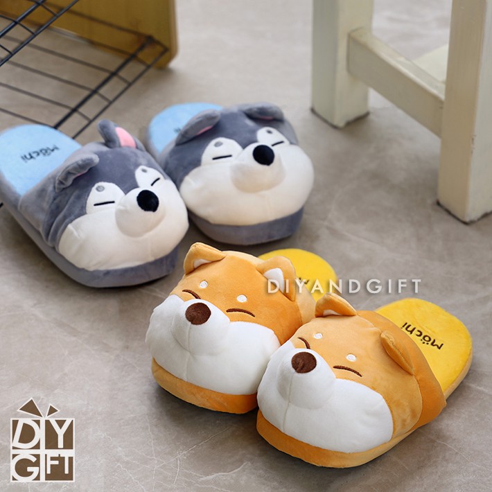 รองเท้าแตะสลิปเปอร์-สำหรับใส่ภายในบ้าน-หรืออาคาร-indoor-slippers-รูปน้องหมาชิบะ-size-35-40-รหัส-daily0002