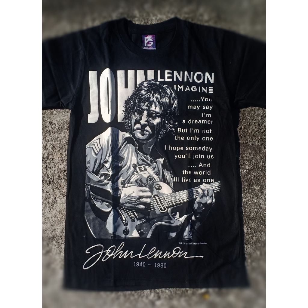 เสื้อยืดโอเวอร์ไซส์pg24-เสื้อยืด-ผ้าฝ้าย-พิมพ์ลาย-john-lennon-the-beatles-pop-rock-star-legend-special-rare-edition-สีดํ