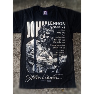 เสื้อยืดโอเวอร์ไซส์Pg24 เสื้อยืด ผ้าฝ้าย พิมพ์ลาย JOHN LENNON THE BEATLES POP ROCK STAR LEGEND SPECIAL RARE EDITION สีดํ