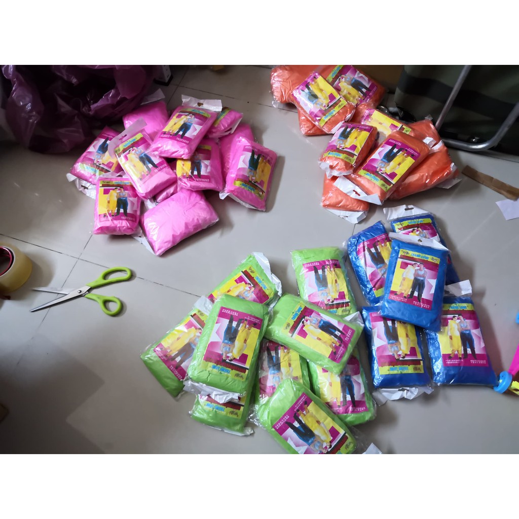 เสื้อกันฝนพลาสติกใส-หลายสี-พร้อมส่ง