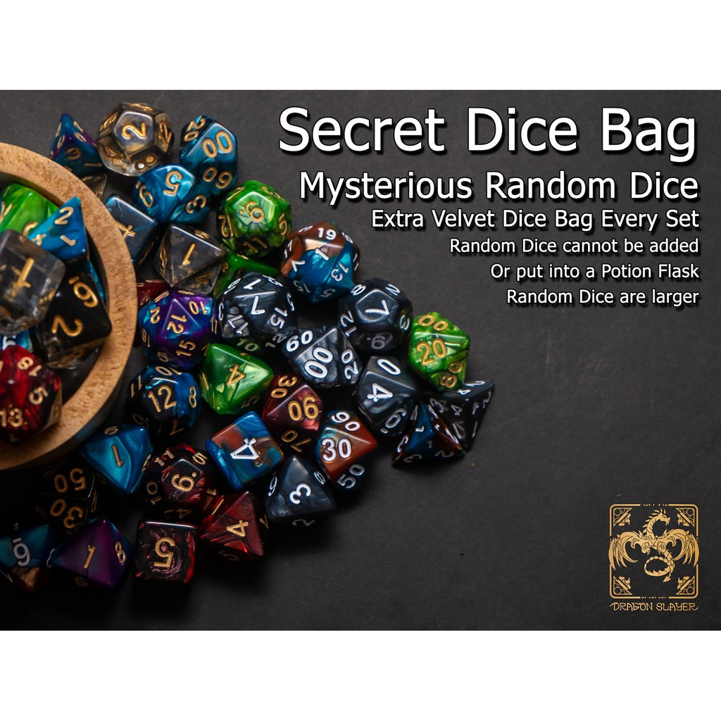 Mysterious Random Dice l Polyhedral Dice Set of 7 RPG Dice Set