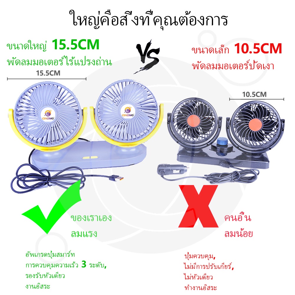 พัดลมหัวคู่ติดรถยนต์-12v24v-ส่ายไปมาได้-สำหรับรถบรรทุกขนาดใหญ่-กระบะ-รถตู้โดยสาร-usb-universal-ขนาดใหญ่สําหรับติดรถยนต์