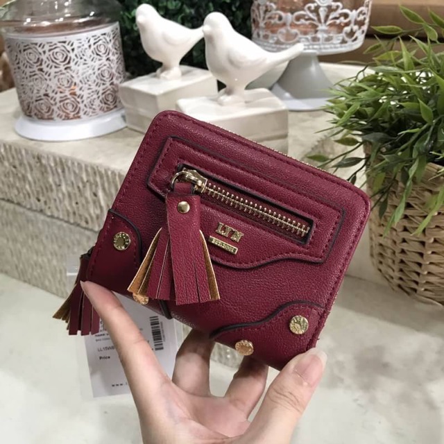 lyn-short-wallet-with-zip-outlet-สีแดง
