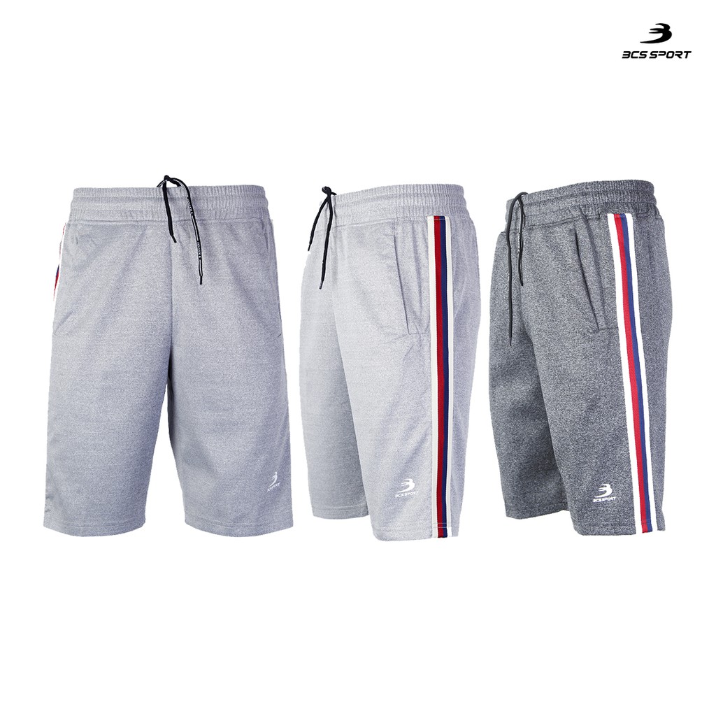 bcs-sport-กางเกงลำลองขาสั้น-unisex-ตัดต่อเทปทอ-รหัส-sf670-เนื้อผ้าท๊อป-ดราย-bcs-top-dyed-striped-shorts