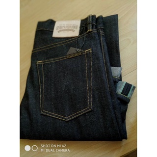 Seventyfour​denim​ รุ่น​สุริยัน​(ซ่อน​ลาย)​15ออน  ริมเขียว​ Limited​