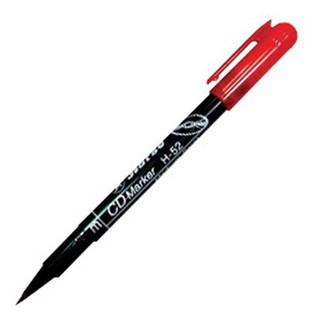 ปากกาเขียน CD [ตราม้า] H-52 F 0.6 มม. ลบไม่ได้ แดง