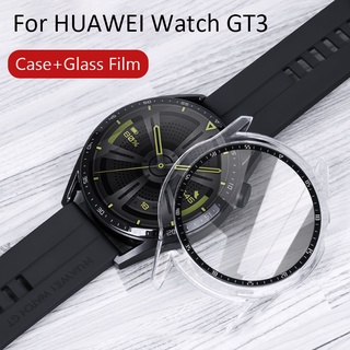 เคส Pc พร้อมฟิล์มกระจกนิรภัย สําหรับ Huawei Watch GT3 46 มม. 42 มม. เคสป้องกันหน้าจอ แบบเต็ม