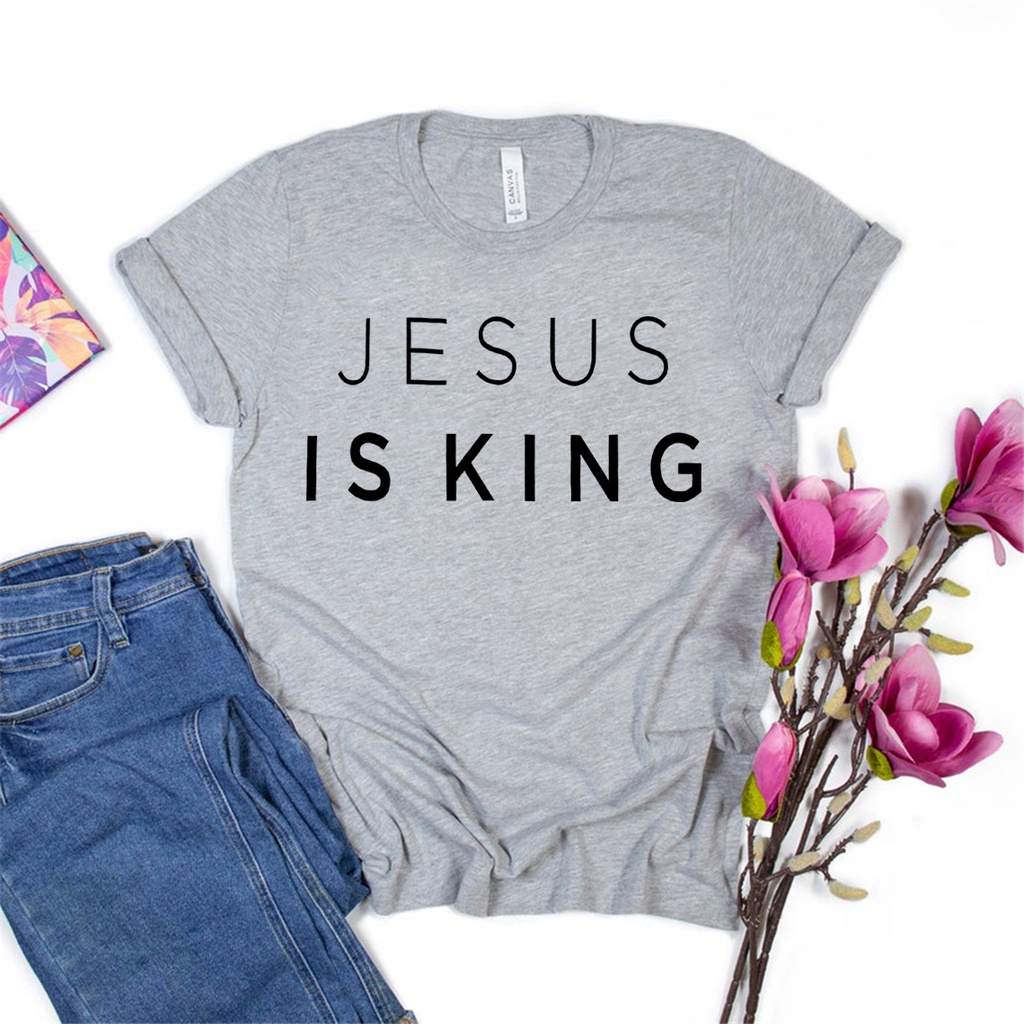 100-cotton-เสื้อยืด-พิมพ์ลายกราฟิก-jesus-is-king-ศาสนาคริสต์-สําหรับผู้หญิง-และผู้ชาย