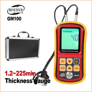 Benetech GM100 เครื่องวัดความหนาอัลตราโซนิก ดิจิทัล หน้าจอ LCD สําหรับทดสอบโลหะ แก้ว เซรามิค เครื่องจักรกล