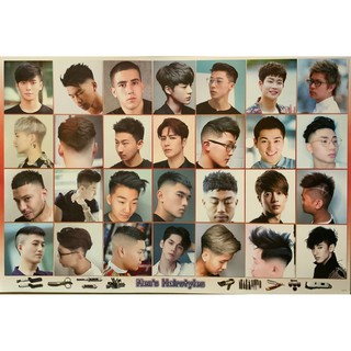 โปสเตอร์ ทรงผม Hairstyles ภาพ ทรงผม รูปภาพ ติดผนัง สวยๆ poster ขนาด 34.5 x 23.5 นิ้ว (88 x 60 ซม.โดยประมาณ)