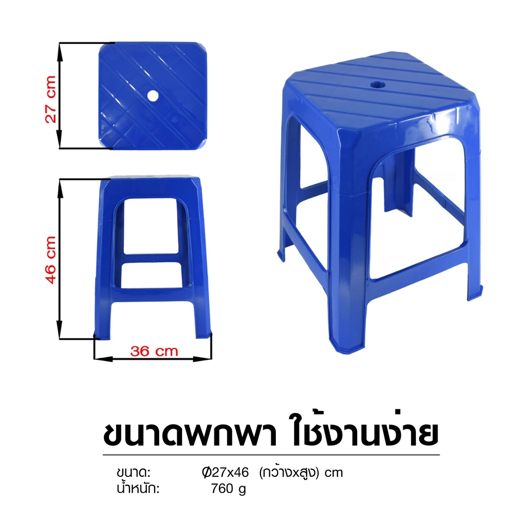 เก้าอี้พลาสติก-เก้าอี้หัวโล้น-4-ขา-206-a-รุ่นสีน้ำเงินสด-plastic-chair-มียางกันลื่นใต้ขา-รับน้ำหนักได้เยอะ-120-กิโล