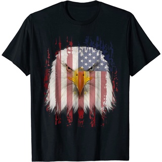 เสื้อยืดวินเทจ100%cotton เสื้อยืดคอวีผู้ชาย USA Eagle T-Shirt With American Flag men เสื้อ ยืด ผู้ชาย คอกลม โอเวอร์ ไซส์