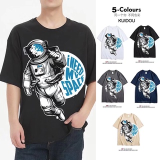 T-shirt  เสื้อยืดคอกลม แขนสั้น พิมพ์ลายนักบินอวกาศ ทรงหลวม สไตล์สตรีท สําหรับผู้ชายS-5XL